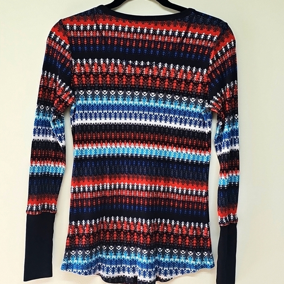 Orvis Fair Isle Thermal Base Layer Top Size Large Multicolor Patterned Stripes - Picture 4 of 10